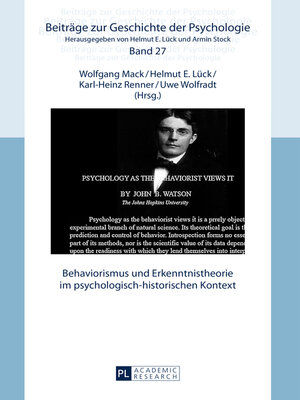 cover image of Behaviorismus und Erkenntnistheorie im psychologisch-historischen Kontext